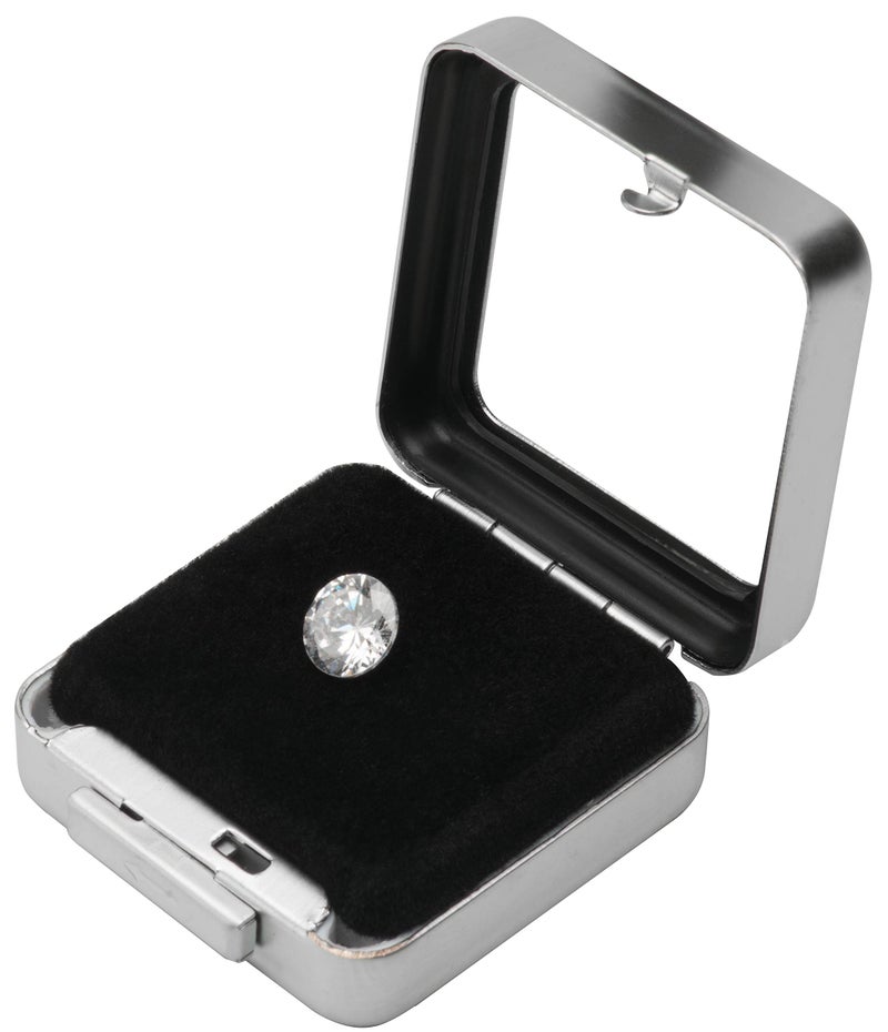 Giftop Glass Top Loose Diamond or Gemstone Display Box Case Holder Show Container Metal (Silver Small) - Image 5